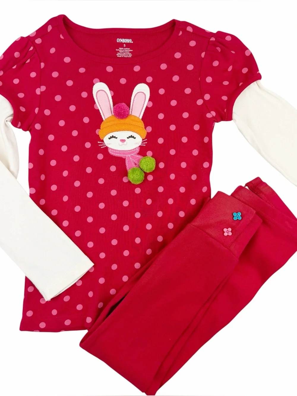 Gymboree 2012 Winter Cheer Pom Pom Bunny Top Matching Leggings Size 5